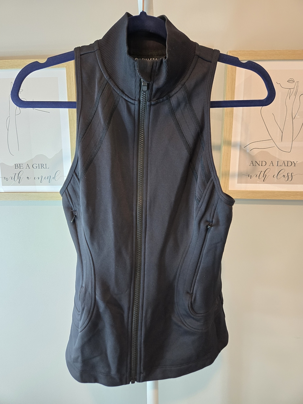Athleta Black Active Vest with Ribbed Collar